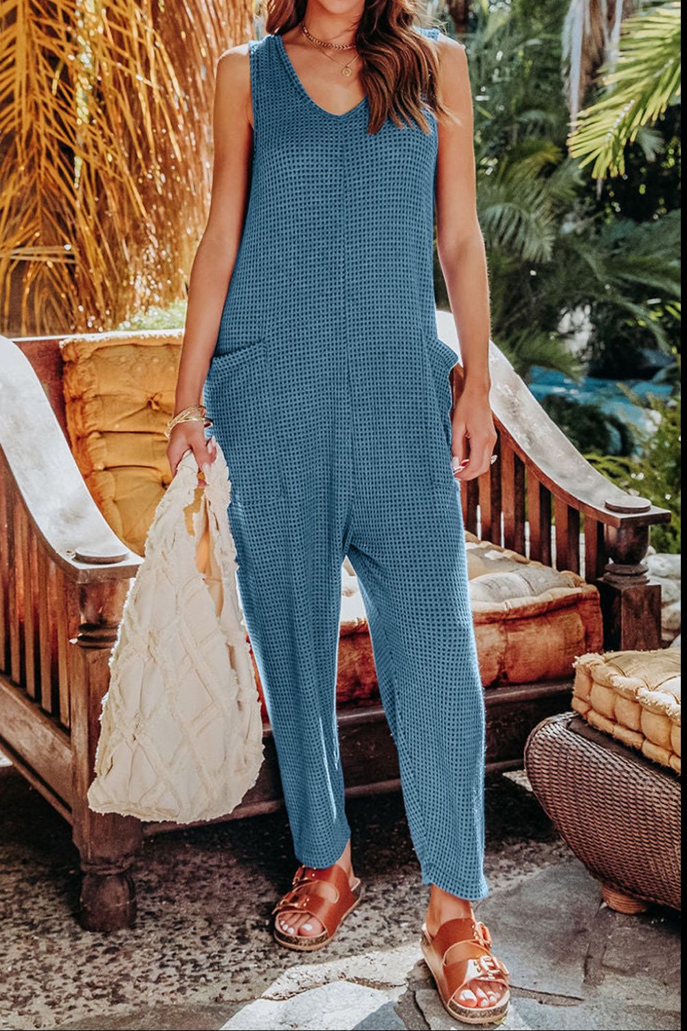 Full Size Sleeveless Straight Jumpsuit - Luminous Bear Shop