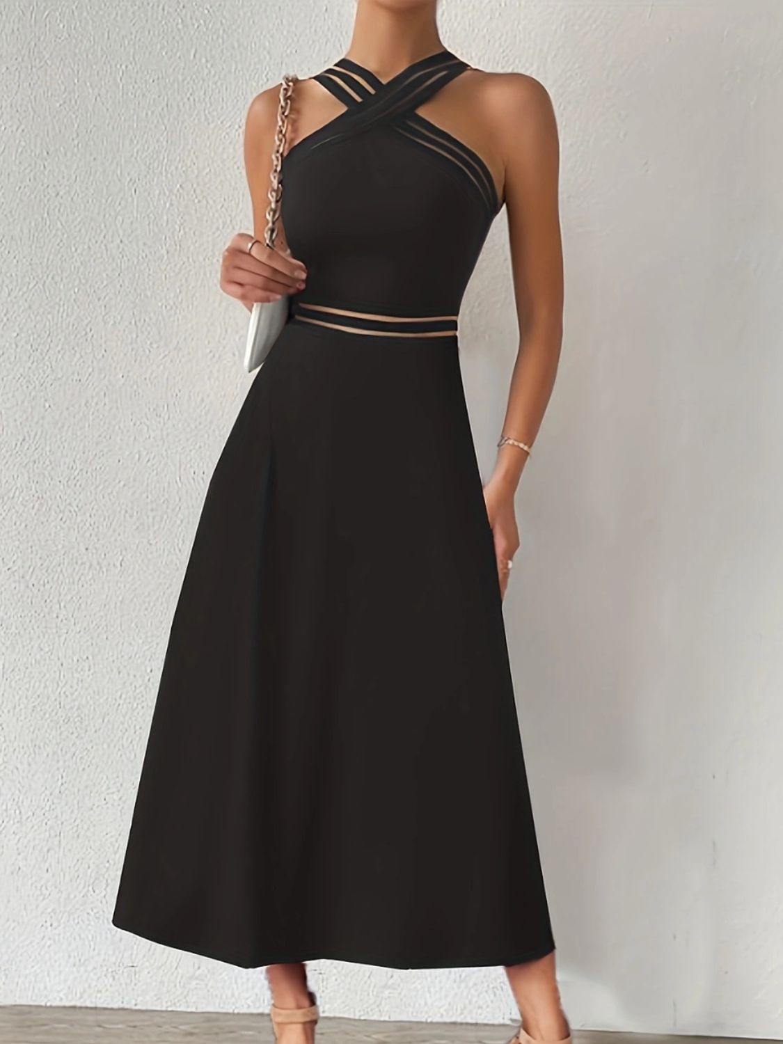 Crisscross Sleeveless Midi Dress - Luminous Bear