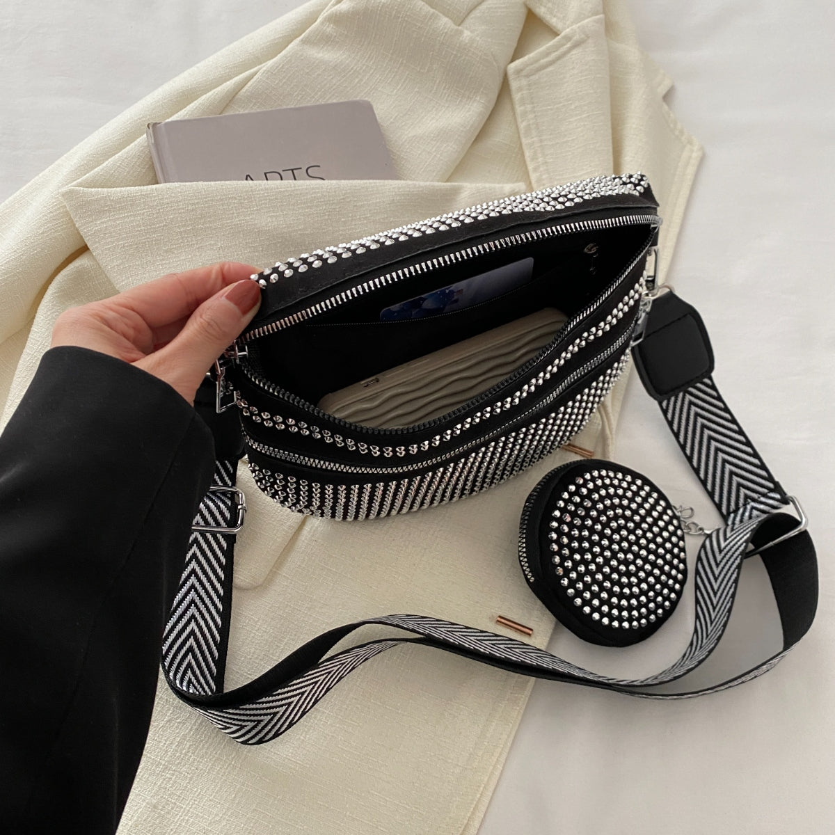 Studded Adjustable Strap Crossbody Bag - Luminous Bear Shop