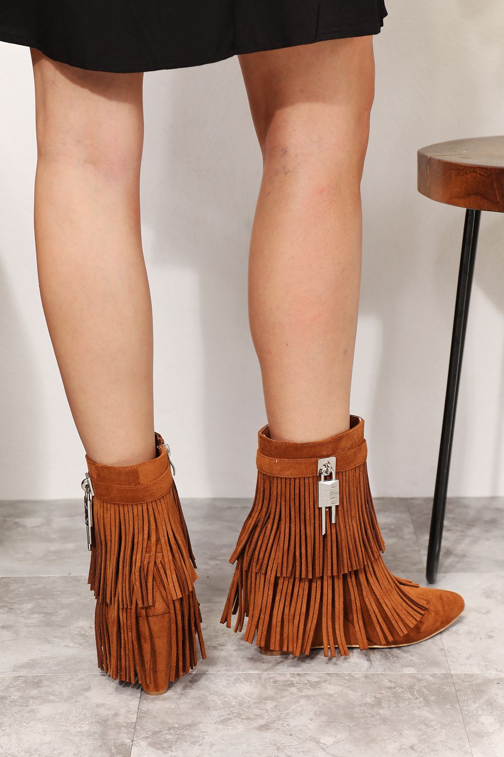 Legend Women's Tassel Wedge Heel Ankle Booties - Luminous Bear Shop