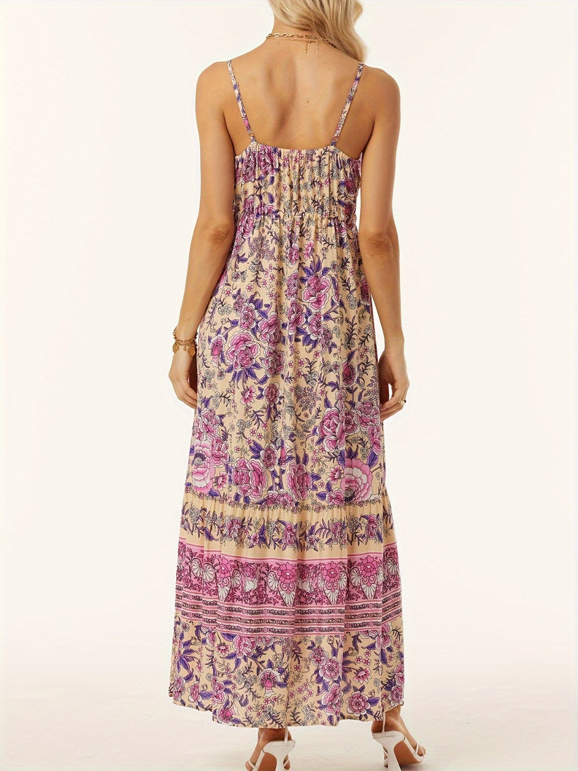 Printed Scoop Neck Midi Cami Dress - Luminous Bear Shop
