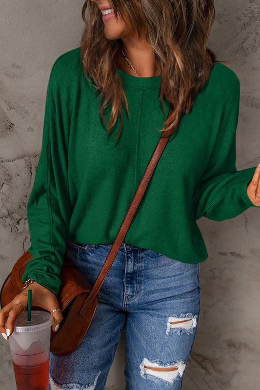 Double Take Full Size Round Neck Long Sleeve T-Shirt - Luminous Bear