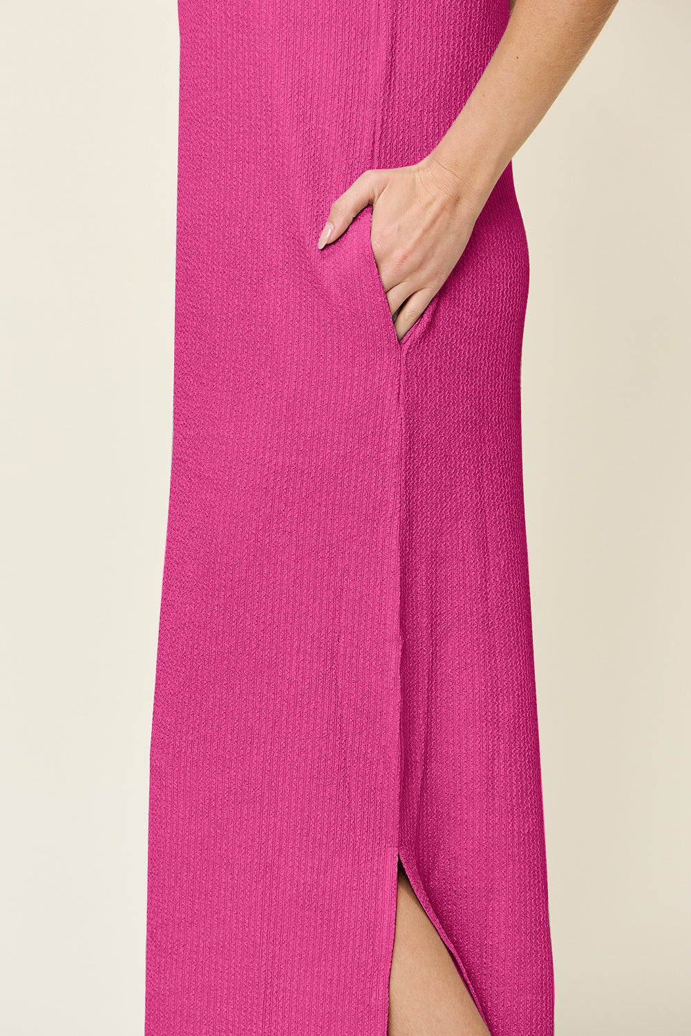 Double Take Full Size Texture Mock Neck Sleeveless Maxi Dress - Luminous Bear Shop