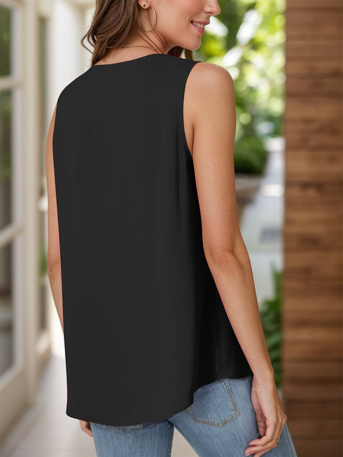 Full Size Ruched V-Neck Tank - Luminous Bear Shop