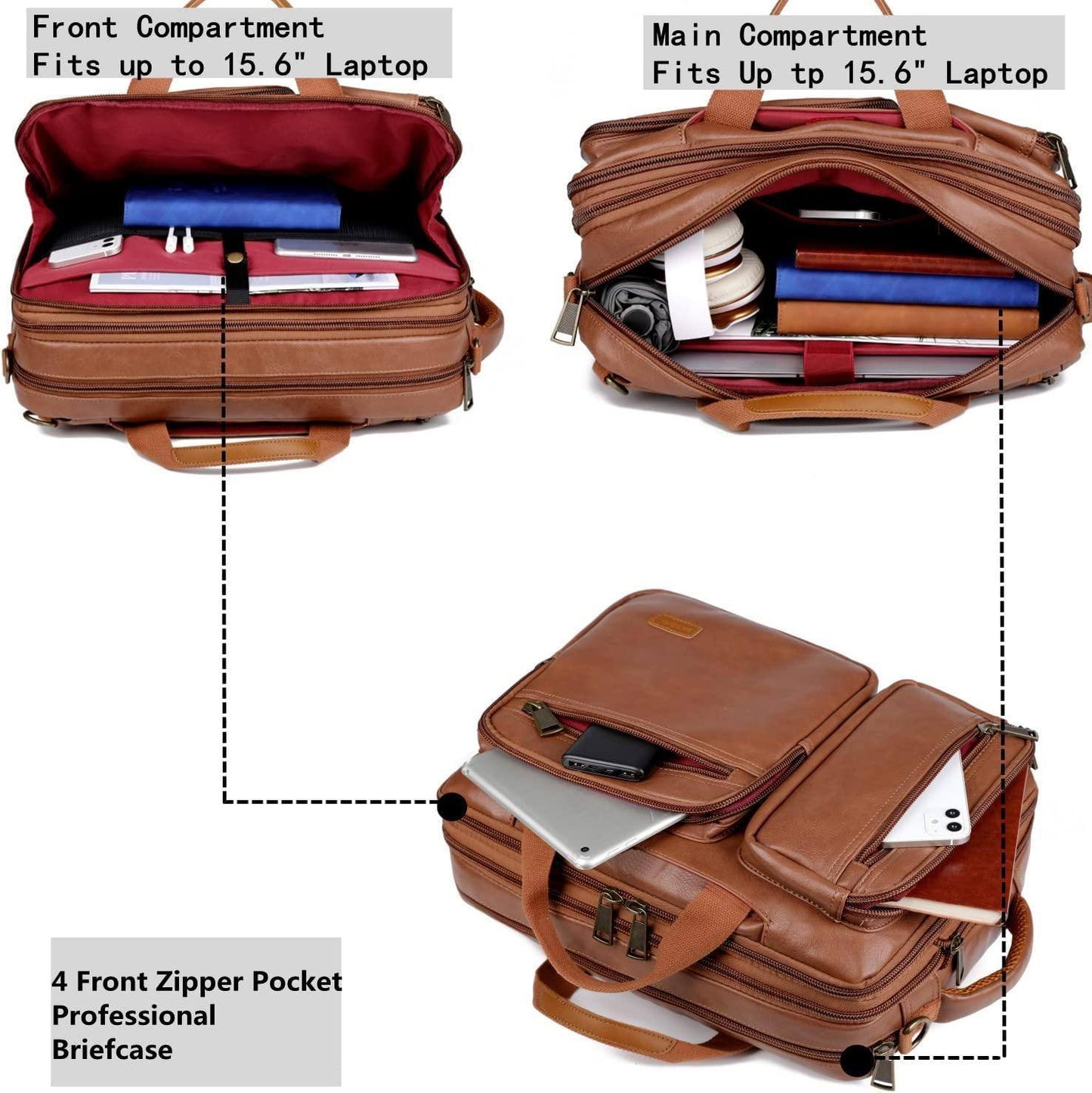 Convertible Leather Laptop Backpack – 16″ 2-in-1 Briefcase Design
