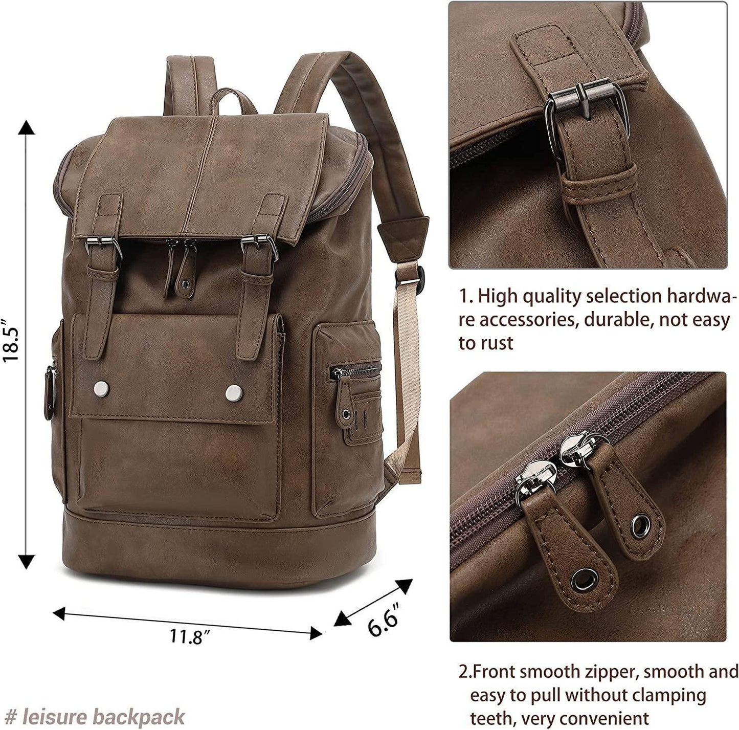 Premium Leather Laptop Rucksack – Water-Resistant 15″ Professional Pack