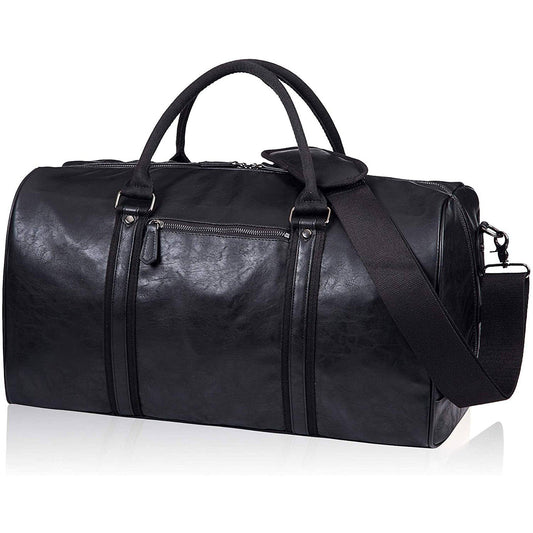 21″ Oversized Leather Travel Duffel Bag – Premium 52L Weekender