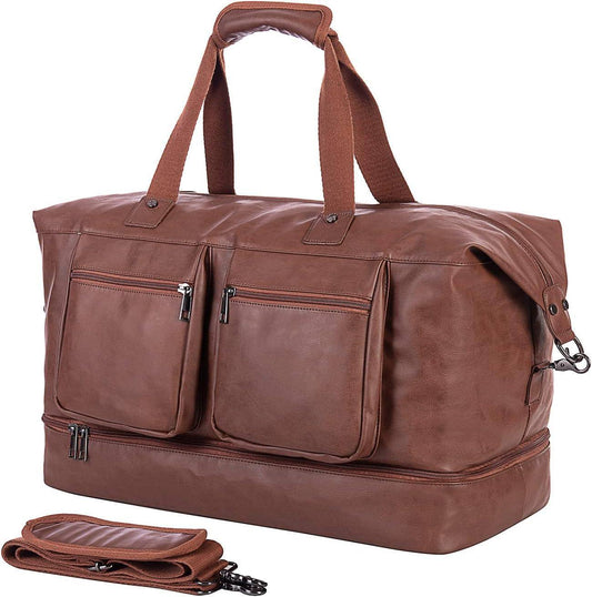 Leather Overnight Bag for Men – Waterproof Carry-On Weekender