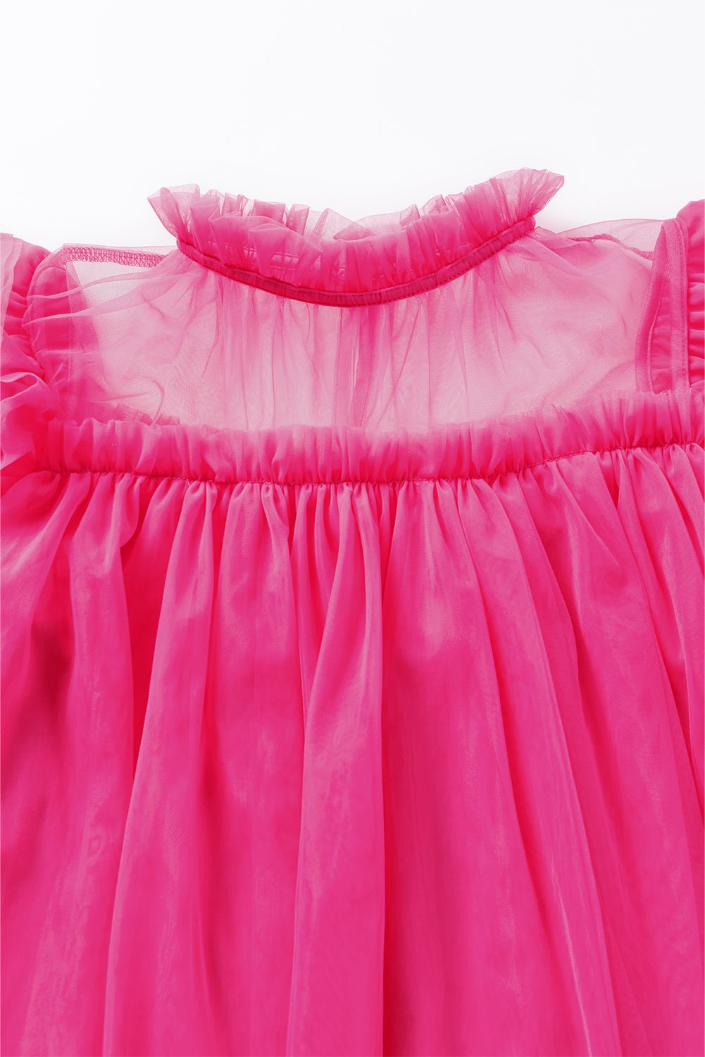 Frill Mock Neck Cap Sleeve Blouse - Luminous Bear