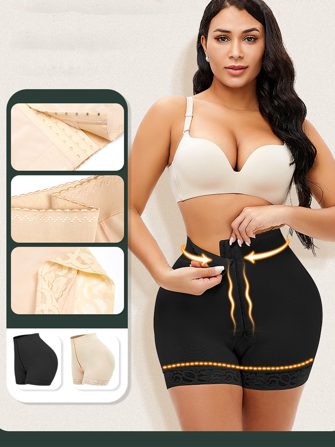 Full Size Lace Detail Hook-and-Eye Shaping Shorts - Luminous Bear