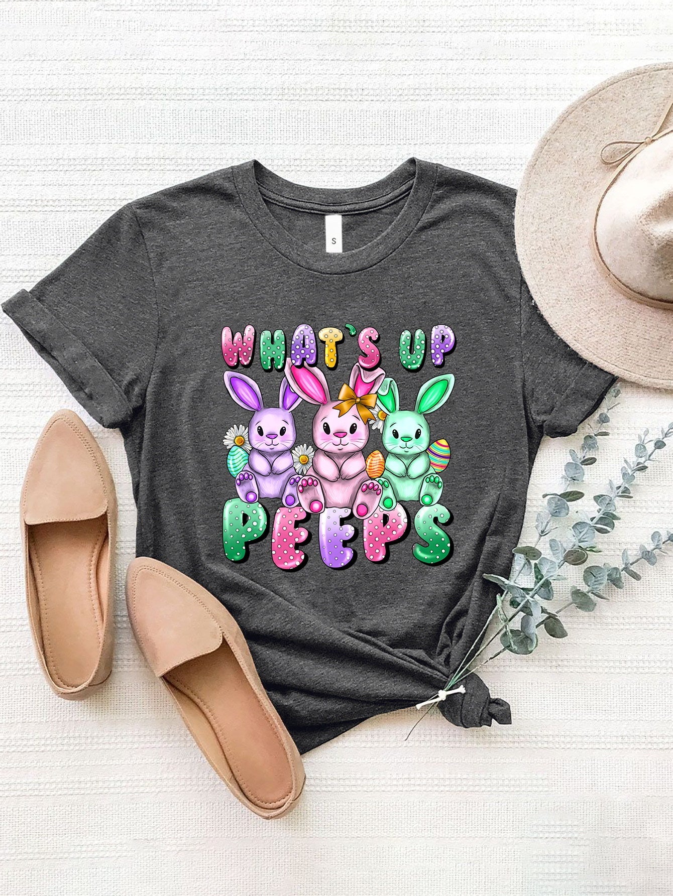 Graphic Round Neck Short Sleeve T-Shirt - Luminous Bear