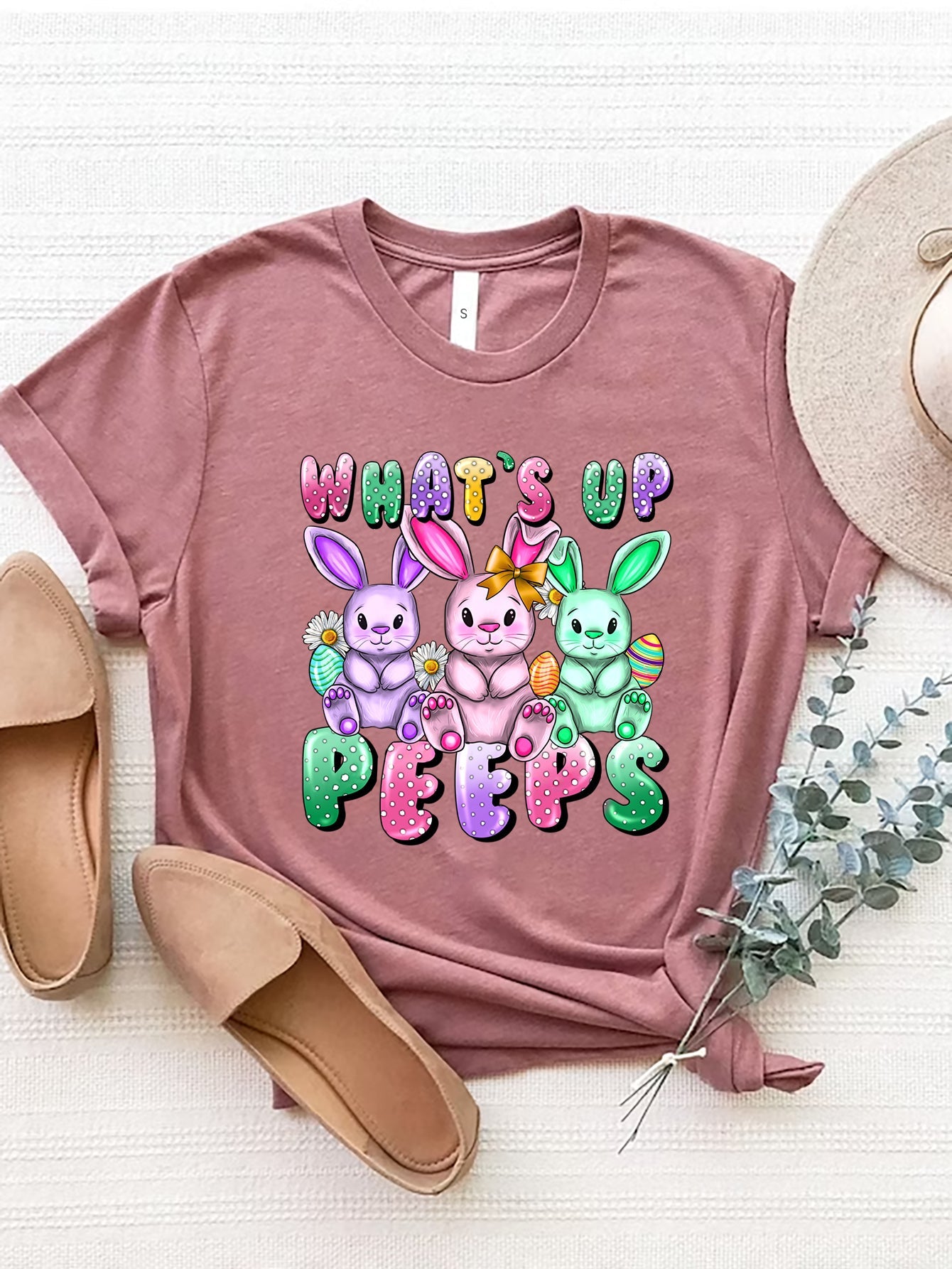 Graphic Round Neck Short Sleeve T-Shirt - Luminous Bear