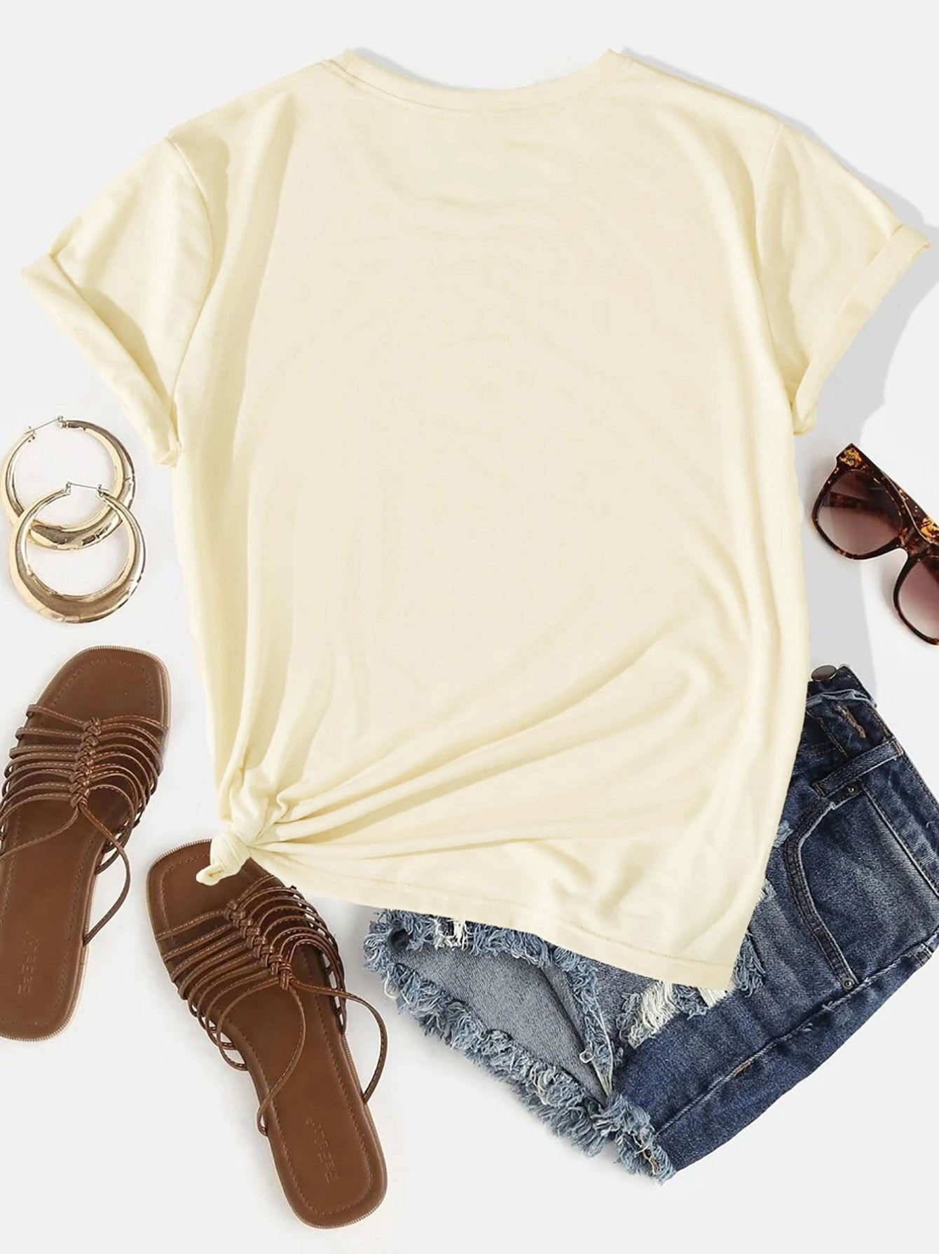 Graphic Round Neck Short Sleeve T-Shirt - Luminous Bear