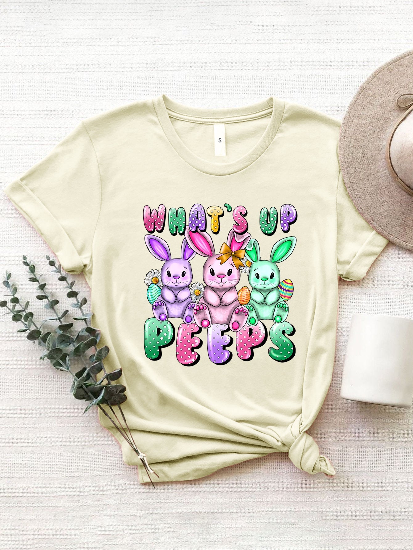 Graphic Round Neck Short Sleeve T-Shirt - Luminous Bear