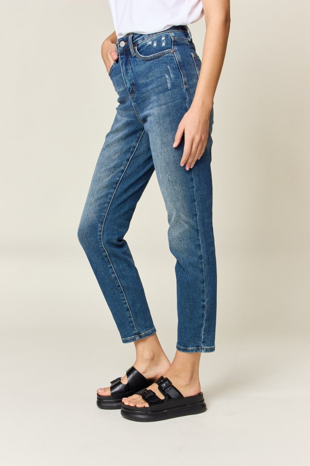 Judy Blue Full Size Tummy Control High Waist Slim Jeans - Luminous Bear