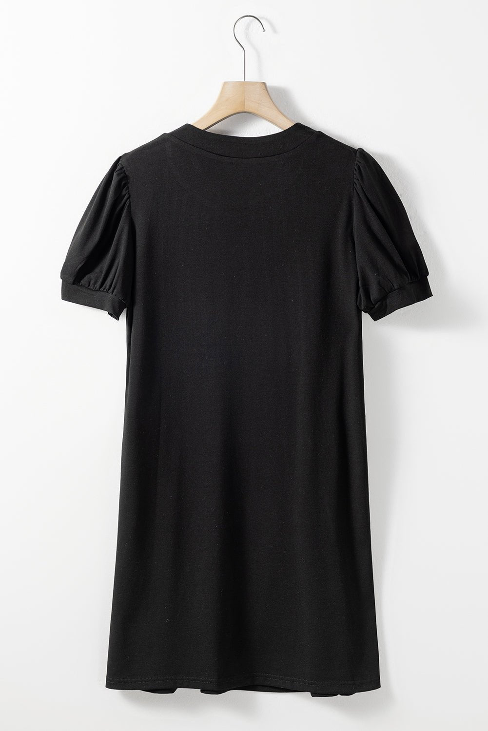 Pin-Tuck Notched Short Sleeve Dress - Luminous Bear