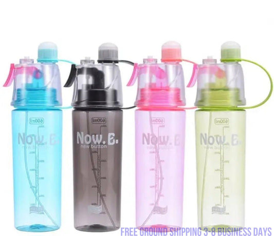 Plastic Sport water bottles with water sprayer. - Luminous Bear