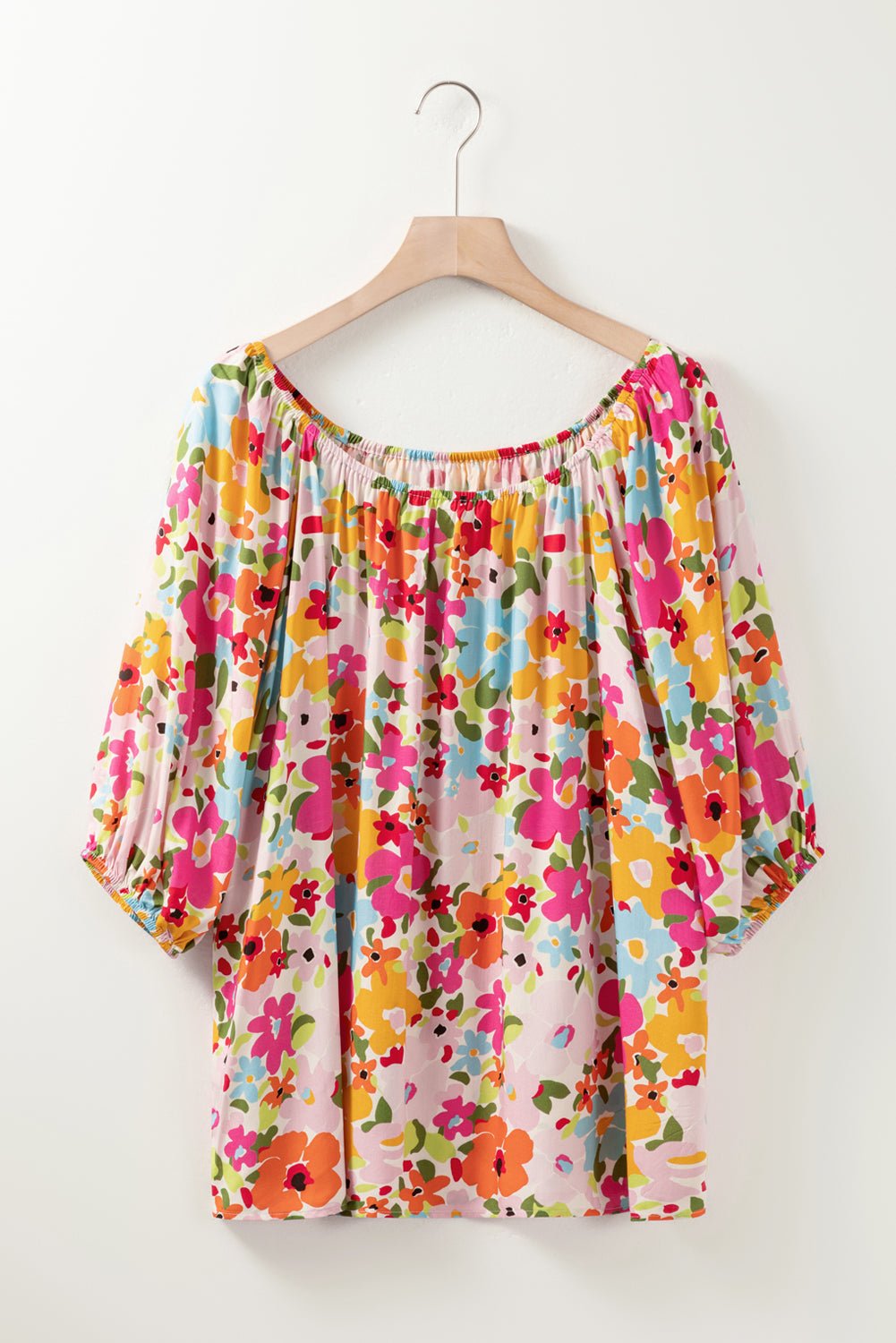 Printed Round Neck Half Sleeve Blouse - Luminous Bear