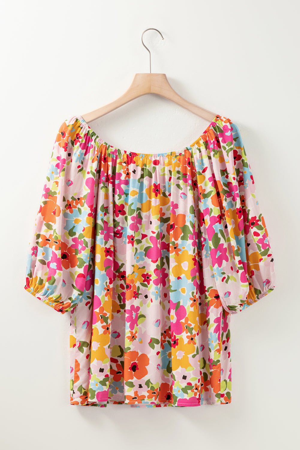 Printed Round Neck Half Sleeve Blouse - Luminous Bear