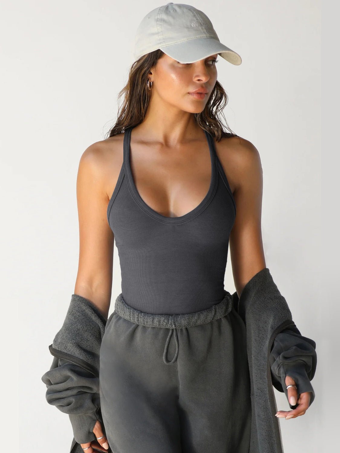 Scoop Neck Wide Strap Tank - Luminous Bear