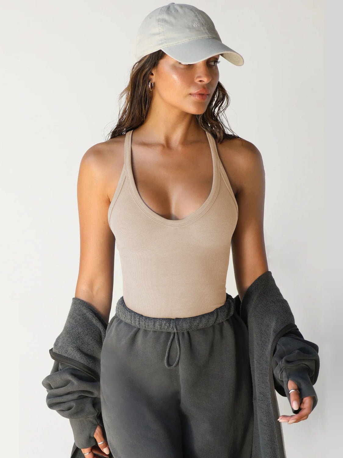 Scoop Neck Wide Strap Tank - Luminous Bear